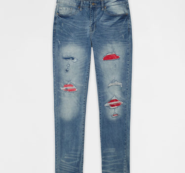 Rebel Distressed Skinny Jeans - Medium Indigo