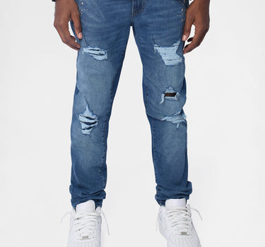 Starburst Studded Skinny Jeans - Blue