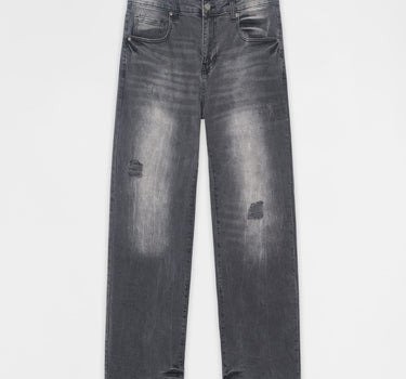 Straight Fit Tattered Denim Pant - Grey