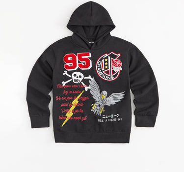 Kids Champion Chenille Patched Fleece Hoodie - Black