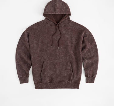 Essential Heavyweight Fleece Baggy Fit Washed Hoodie - Brown