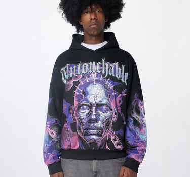 Untouchable Rhinestone Hoodie - Black