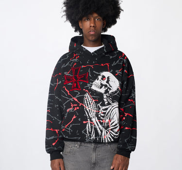 Lord Forgive Me Chenille Hoodie - Black