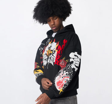 First Class Chenille Full ZIP Hoodie - Black