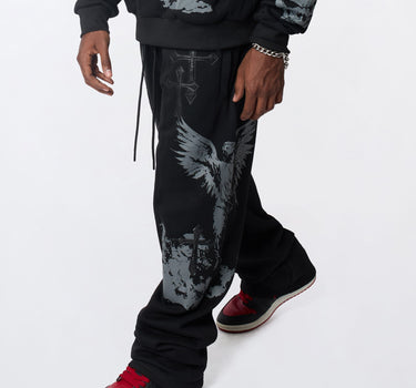 Sin Again PU Applique Pants - Black