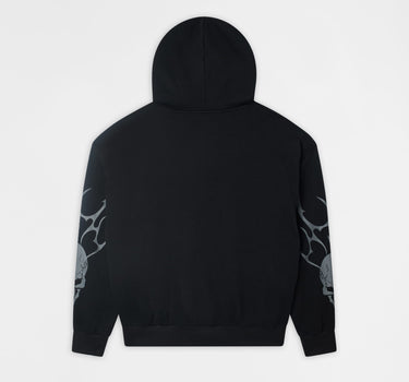 Sin Again PU Applique Hoodie - Black