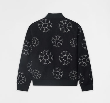 Cross Applique Wool Varsity Jacket - Black