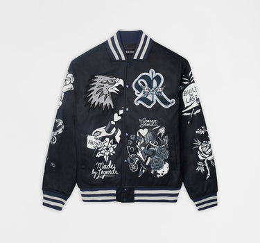 Iconic Chenille Patched Varsity Jacket - Black