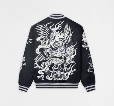 Iconic Chenille Patched Varsity Jacket - Black