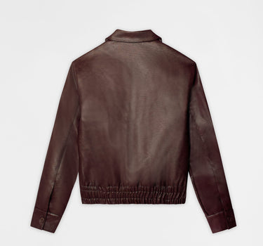 Crossed Faux Leather Chenille Patched Jacket - Dark Brown