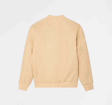 Crossed Faux PU Leather Bomber Jacket - Cream
