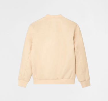 Crossed Faux PU Leather Bomber Jacket - Cream