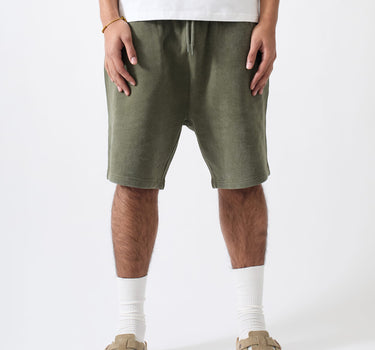 Washed Essential Shorts - Olive Green