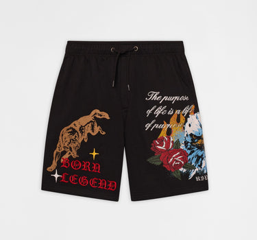 First Class Embroidered Fleece Short - Black