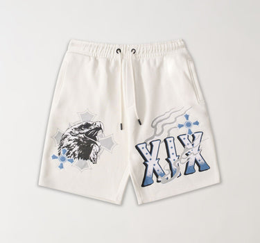 Football Fleece Applique Short - Cream