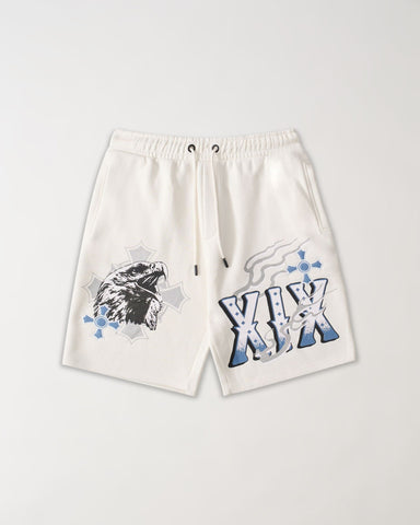 Football Fleece Applique Short - Cream