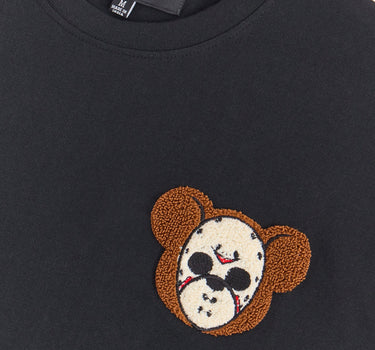 Chest Hit Grizzly Embroidered Short Sleeve Tee - Black