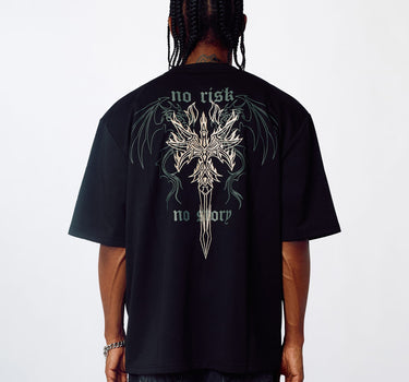 No Risk Interlock Embroidered Short Sleeve Tee - Black
