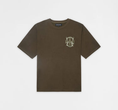 Not Perfect Embroidered French Terry Short Sleeve Tee - Olive Green
