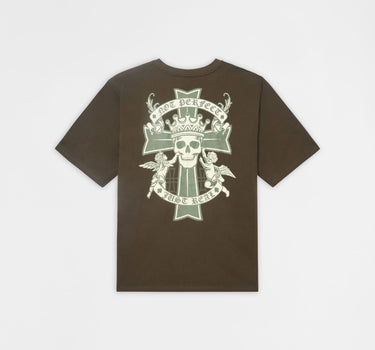 Not Perfect Embroidered French Terry Short Sleeve Tee - Olive Green