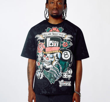 Monocle Rhinestone Short Sleeve Tee - Black