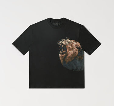 Lion Tapestry And Embroidered Short Sleeve Tee - Black