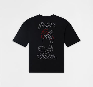 Paper Chaser Embroidered Short Sleeve Tee - Black