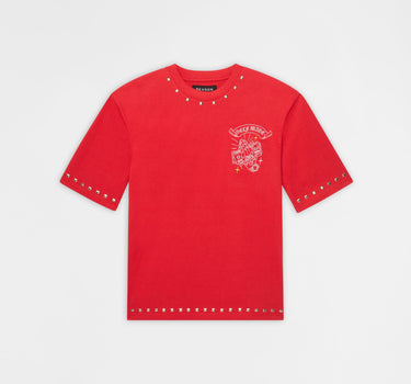 First Class Studded Short Sleeve Tee - Red
