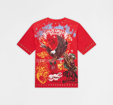 First Class Studded Short Sleeve Tee - Red
