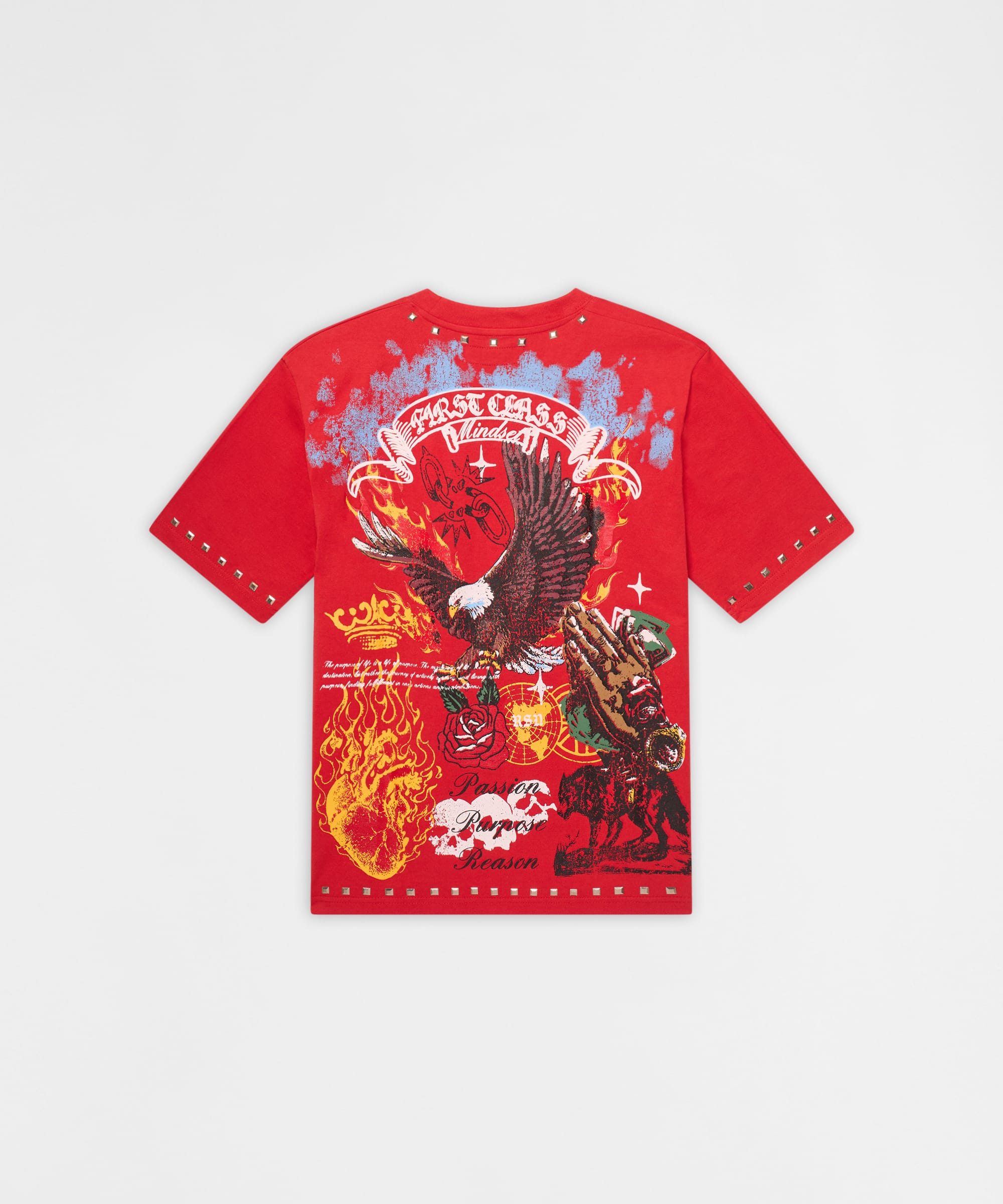 Red Reason First Class Studded Short Sleeve Tee - Red – Reason Clothing