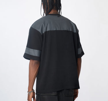 Football Rhinestones Short Sleeve Tee - Black