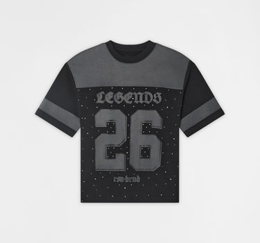 Football Rhinestones Short Sleeve Tee - Black