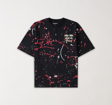 All We Trust Is Us Painted Back Print Short Sleeve Tee - Black