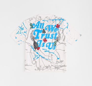 All We Trust Is Us Painted Back Print Short Sleeve Tee - White