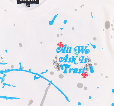 All We Trust Is Us Painted Back Print Short Sleeve Tee - White