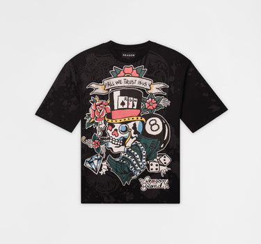 Monocle Rhinestone Short Sleeve Tee - Black