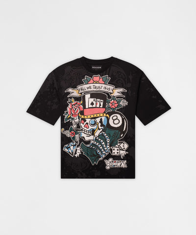 Monocle Rhinestone Short Sleeve Tee - Black