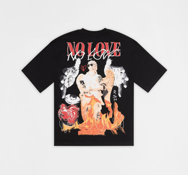 Heartless No Love Embroidered Short Sleeve Tee - Black