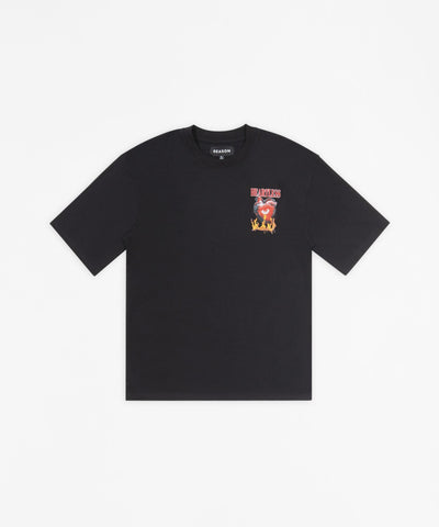 Heartless No Love Embroidered Short Sleeve Tee - Black