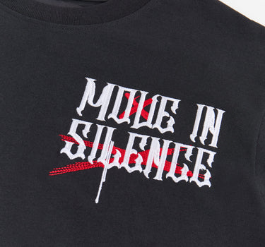Move In Silence Embroidered Short Sleeve Tee - Black