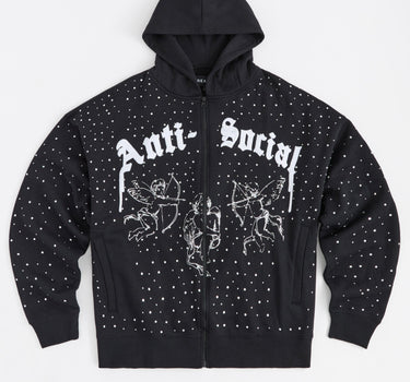 Anti Social Rhinestone Hoodie - Black