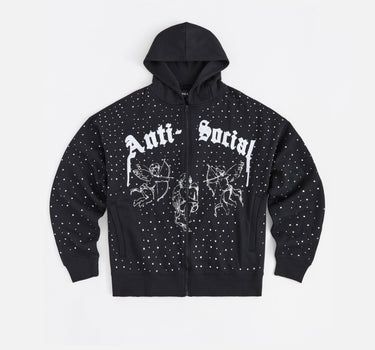 Anti Social Rhinestone Hoodie - Black