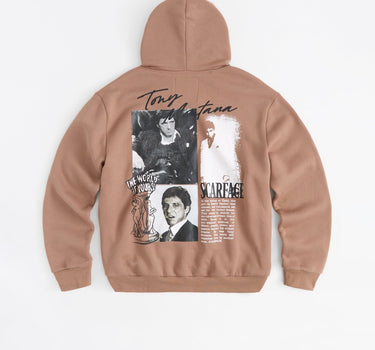 Scarface Embroidered Full Zip Hoodie - Brown