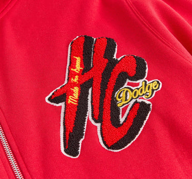 Dodge Hellcat Chenille Patched Full Zip Hoodie - Red