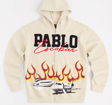 Pablo Full Zip Embroidered Hoodie - Khaki