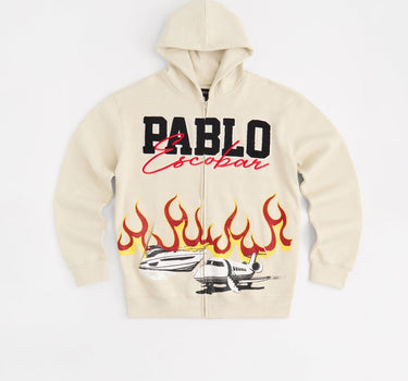 Pablo Full Zip Embroidered Hoodie - Khaki