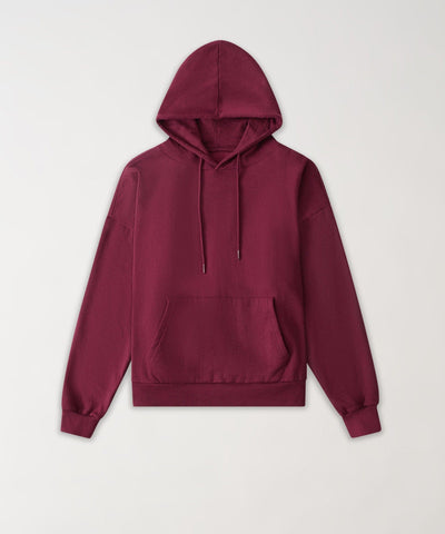 Essential Heavyweight Fleece Baggy Fit Hoodie - Burgundy