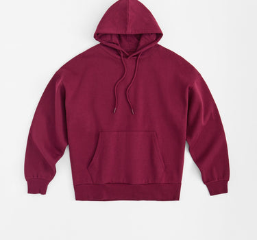 Essential Heavyweight Fleece Baggy Fit Hoodie - Burgundy