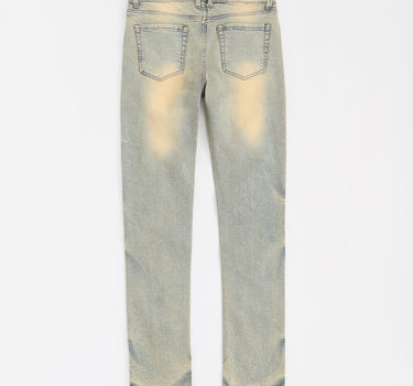 Studded Distress Denim Pants - Blue