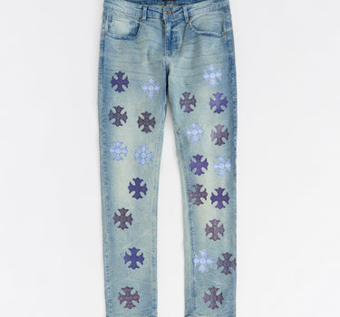 Cross Light Wash Denim Jeans - Light Blue